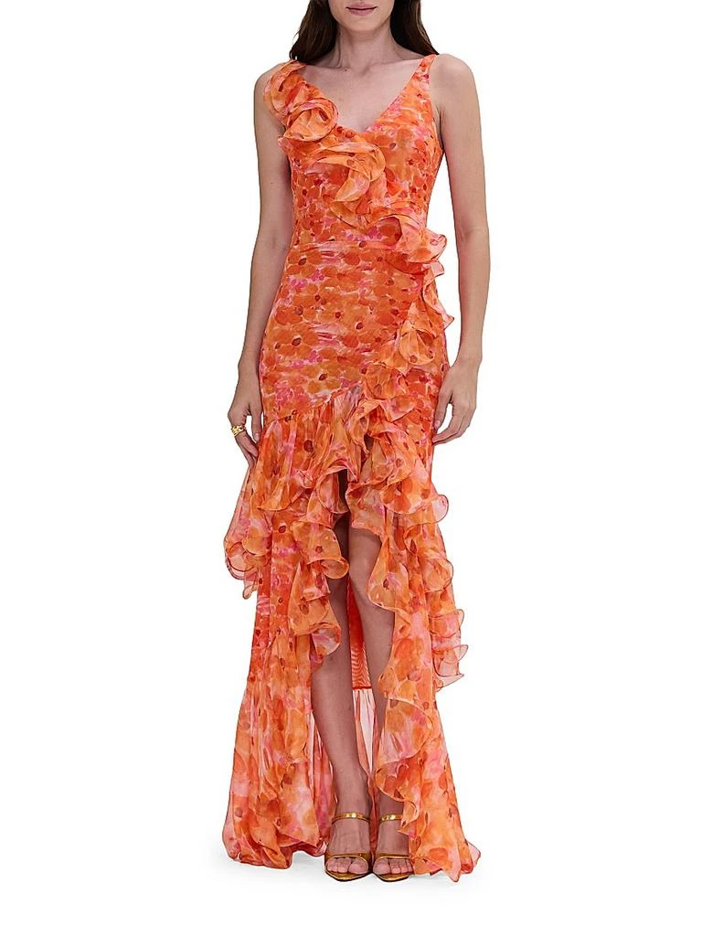 PatBO Myosotis Floral Chiffon & Tulle Ruffle Gown 2