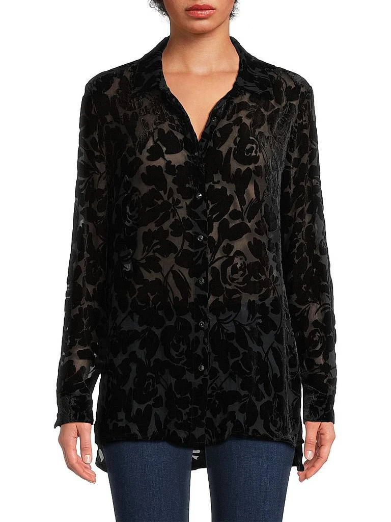 Johnny Was Axelle Floral Velvet Burnout Shirt 3
