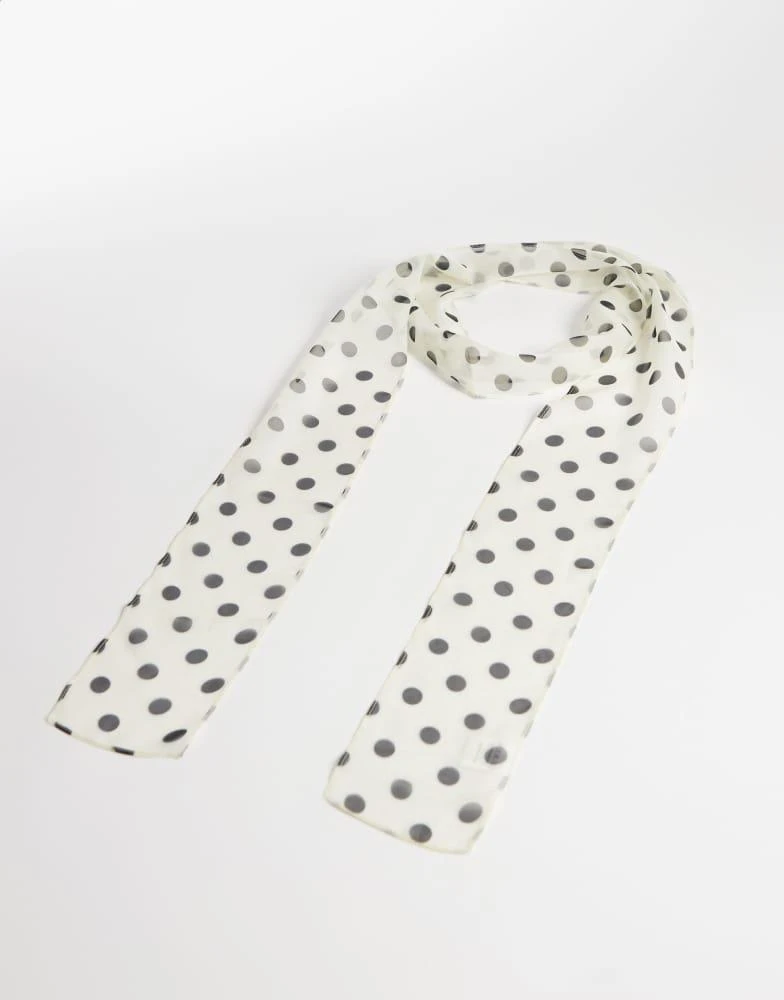 My Accessories My Accessories polka dot chiffon scarf in cream and black