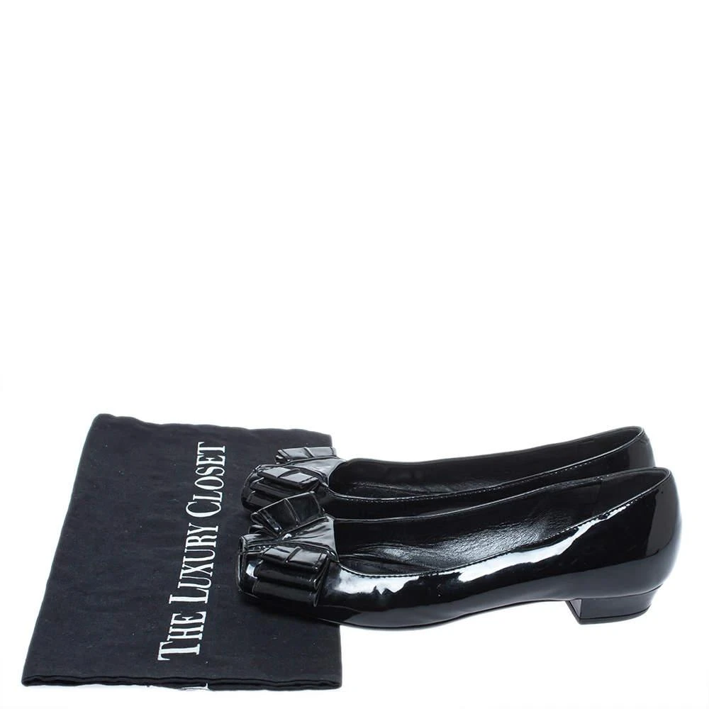 Yves Saint Laurent Yves Saint Laurent Black Patent Leather Bow Peep Toe Ballet Flat Size 35 8