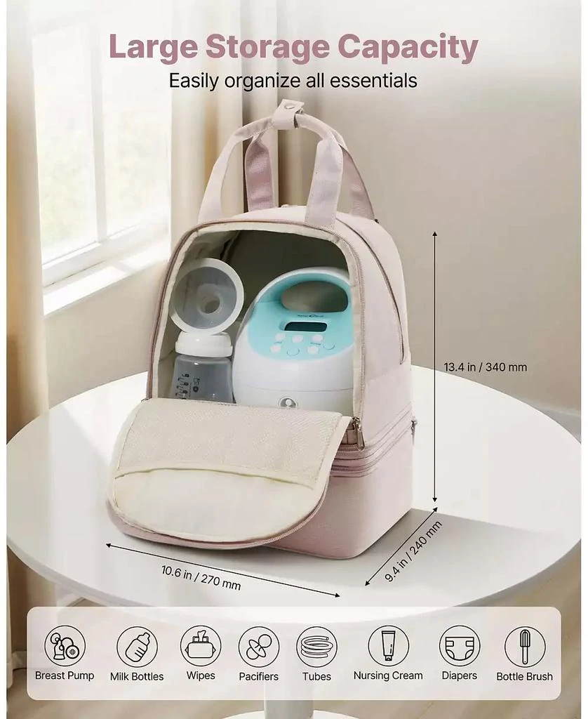 Mecale Breast Pump Backpack with Ice Pack, Fits S1/S2, Storage for Pump Accessories 
Breastmilk, Portable Carrying Bag, Light Pink 3
