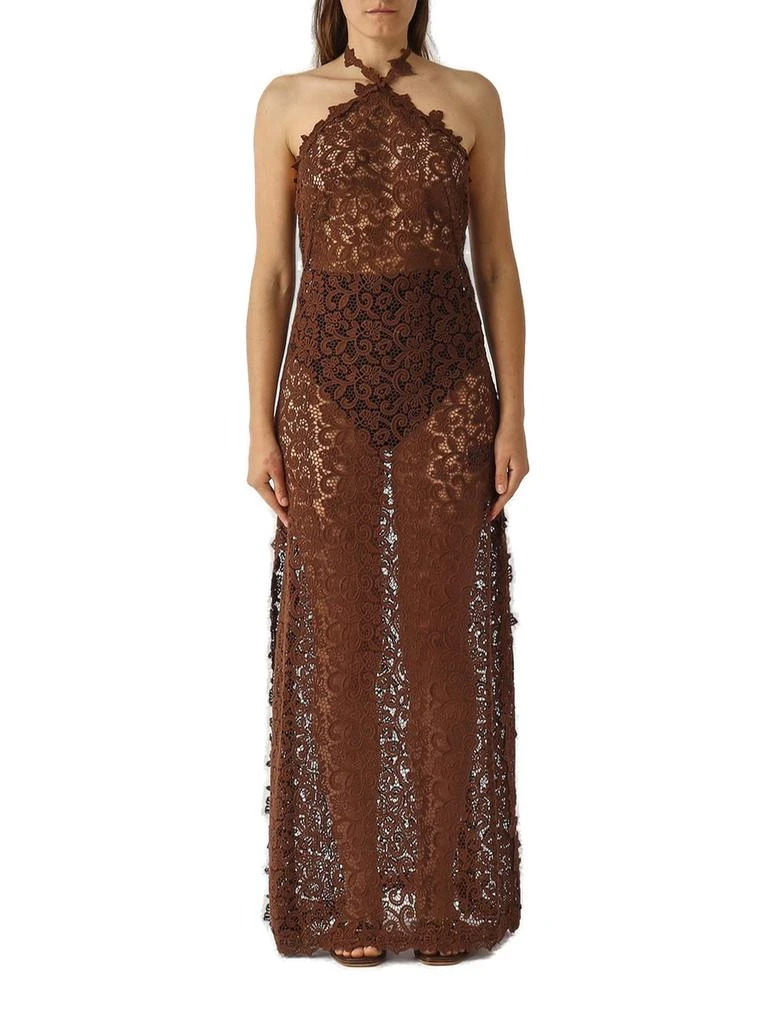 chinese dress ladies Lingerie-Style Dress in Stretch Silk with Lace Details