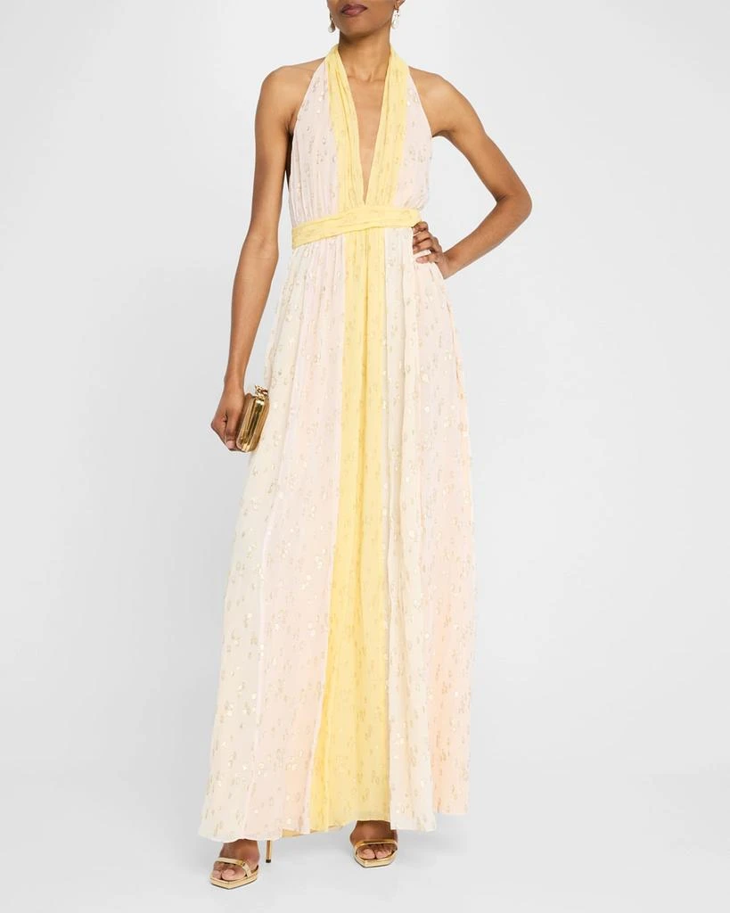 Ramy Brook Leigh Deep V-Neck Fil Coupe Halter Gown 4