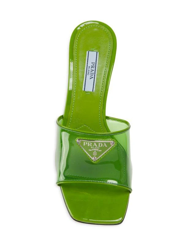 Prada 65MM Logo Leather Kitten Heel Mules 5