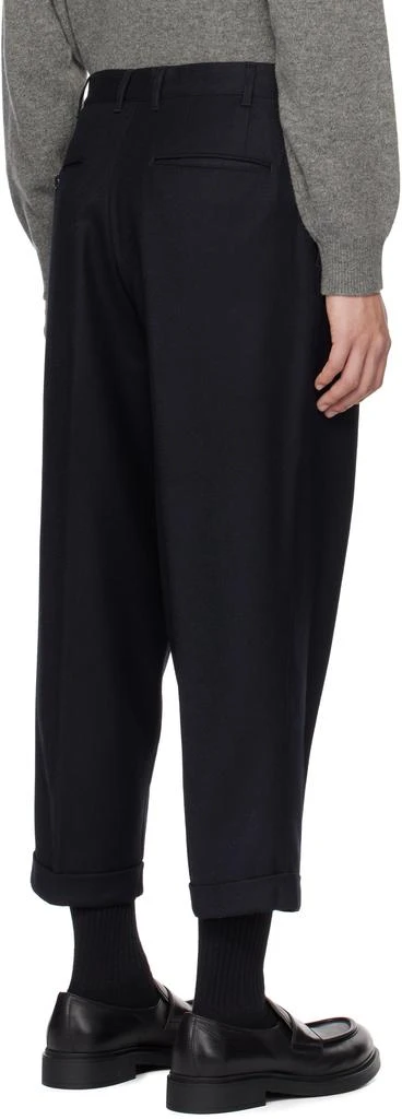 BEAMS PLUS Navy 2 Pleats Flannel Tapered Trousers 3