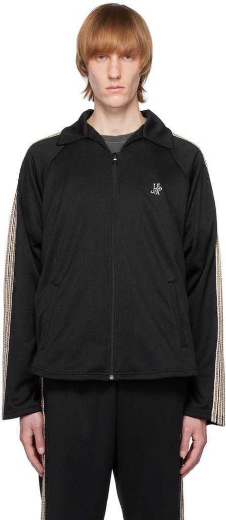 JieDa Black Five Stripe Track Jacket