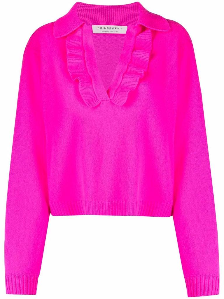 PHILOSOPHY di LORENZO SERAFINI ruffle-collar sweater - women -  -  - Pink