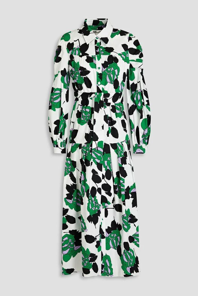 DIANE VON FURSTENBERG Lux floral-print stretch-cotton poplin midi shirt dress 1