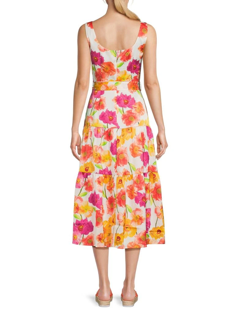 Karl Lagerfeld Paris Floral Belted Tiered Midi-Dress 2
