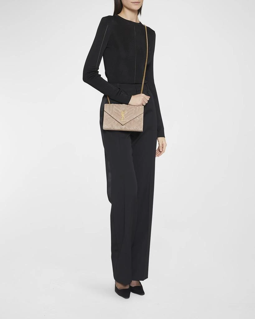 Yves Saint Laurent Envelope Triquilt YSL Small Shoulder Bag in Suede 2