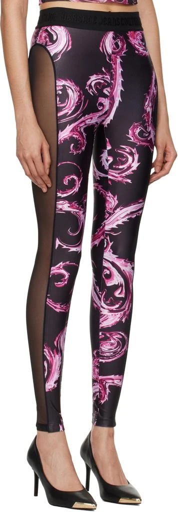 Versace Black Chromo Couture Mesh Paneled Leggings 2