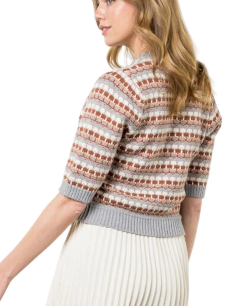 THML Checkered Sweater Top In Brown/grey 3