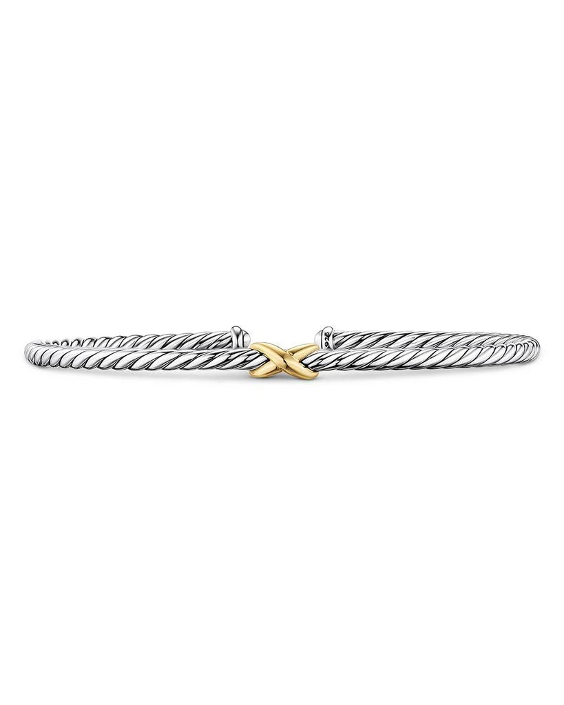 David Yurman Micro Cable Flex® Petite X Bracelet in Sterling Silver with 14K Yellow Gold, 2.6mm 1