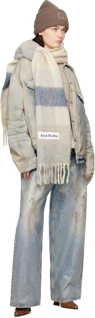 Acne Studios Purple & Off-White Mohair Checked Scarf 2