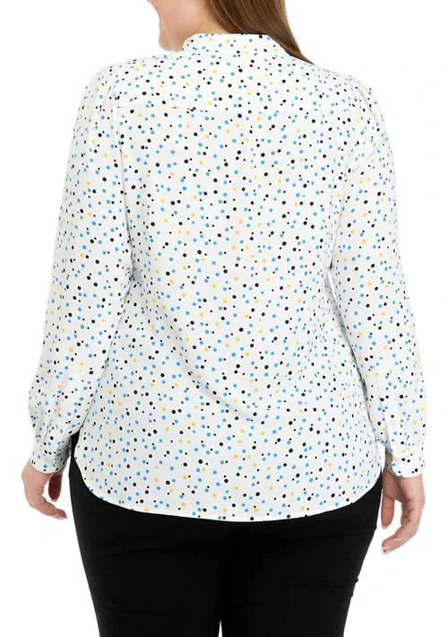 Anne Klein Klein Plus Size Ritz Dot Poet Blouse 2