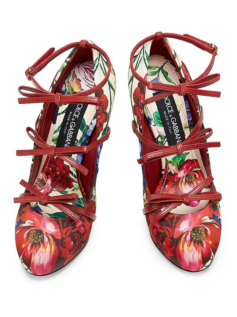 Dolce 
Gabbana 125MM Floral Bow Satin Platform Pumps 4