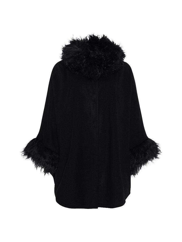 Gorski Cashmere and Wool Cape with Lamb Trim