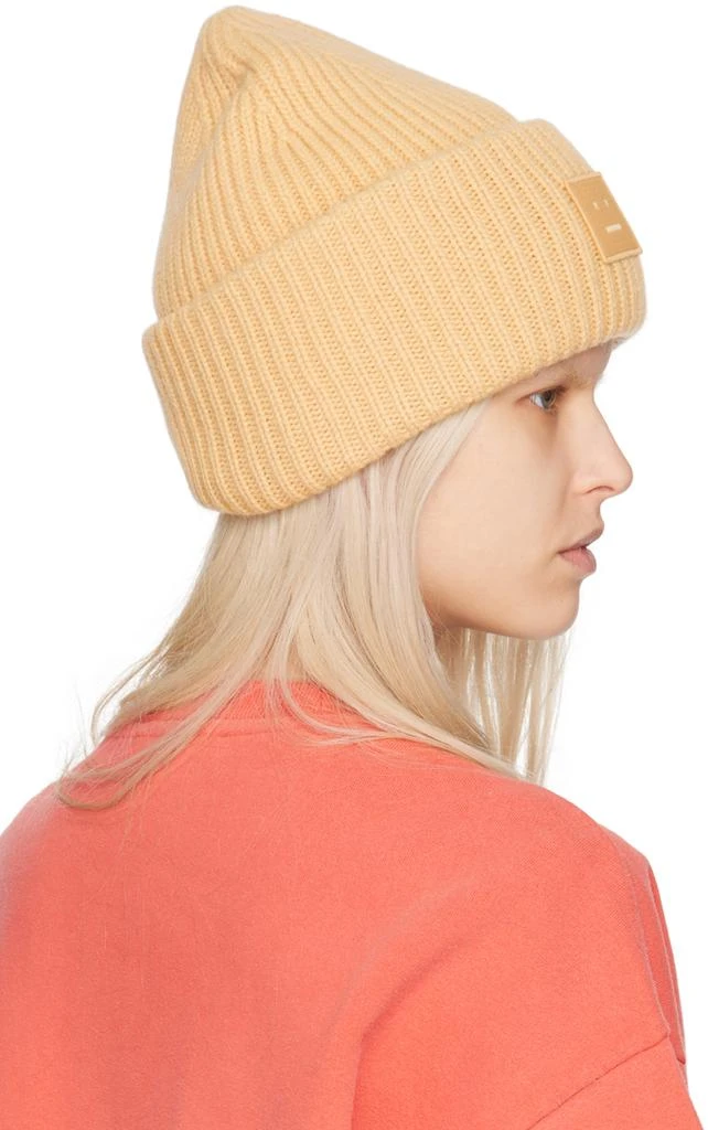 Acne Studios Beige Large Face Logo Beanie 3