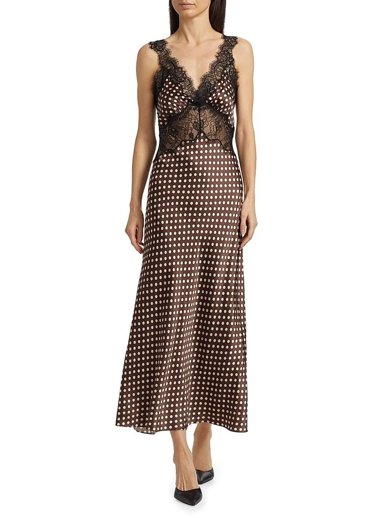 Holiday Polka Dot Lace-Trimmed Maxi Dress  On Sale Now with Up to 56% Off  | Discover Exclusive Deals & Savings at BeyondStyle  Authentic Ronny Kobo  print|a-line|women's  apparel|floor-length|sleeveless|contemporary|v-neck|women's|dresses|Women's|lace  ...