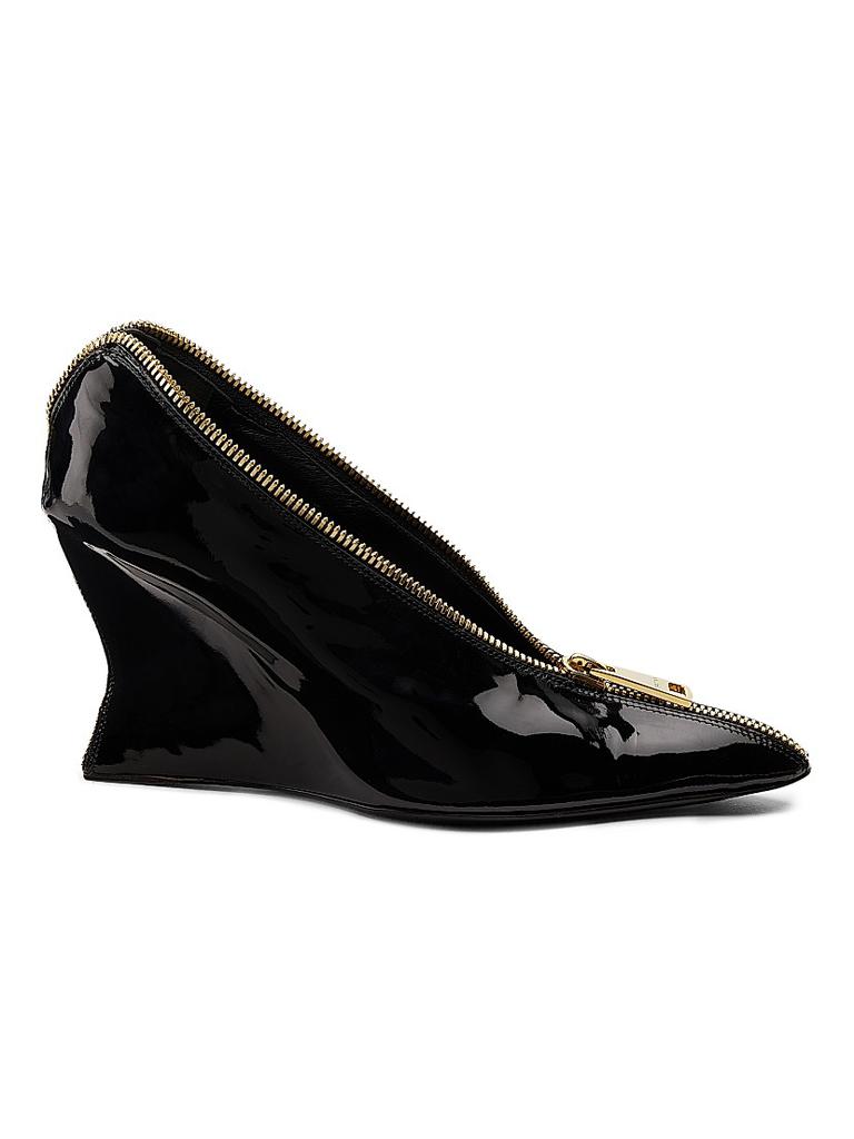 Balmain 95MM Patent Leather Zip Wedge Pumps