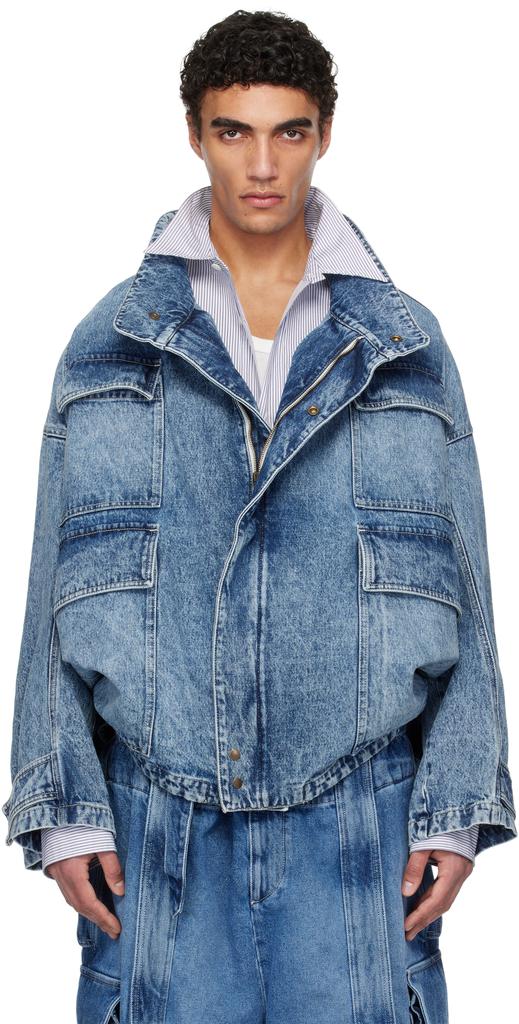 Hed Mayner Blue Flap Pocket Denim Jacket