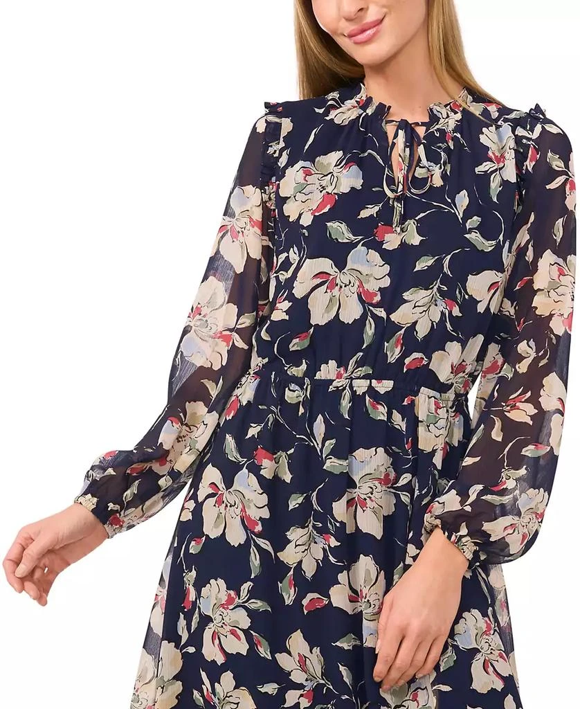 CeCe Women's Ruffled Tie-Neck Long-Sleeve Maxi Dress 3