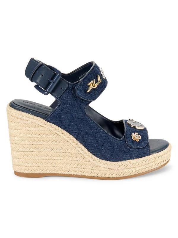 Karl Lagerfeld Paris Carolyna Denim Espadrille Wedge Sandals 1