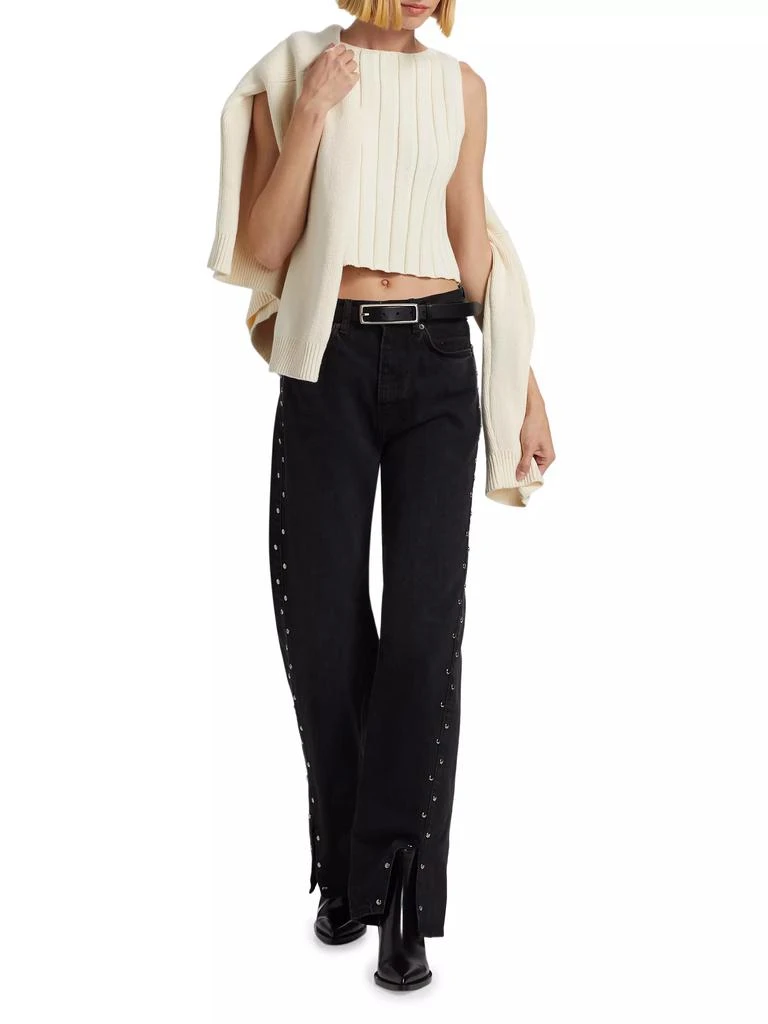 Reformation Cary Studded High-Rise Straight-Leg Jeans 2