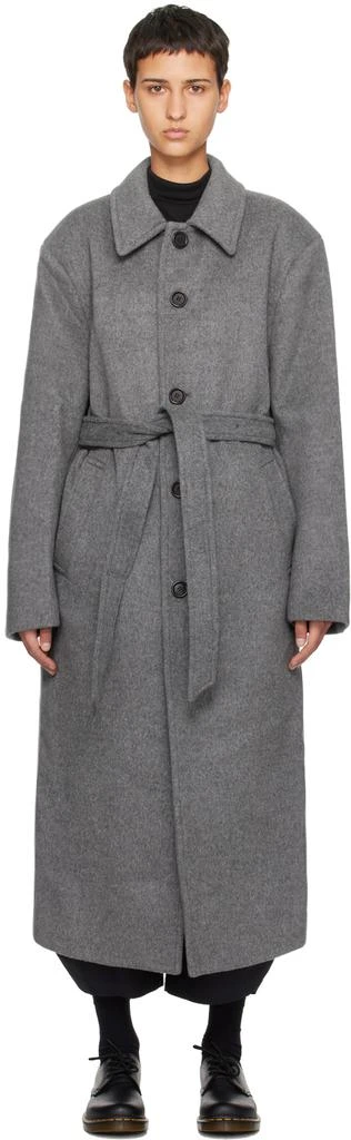 AMOMENTO Gray Belted Coat 1
