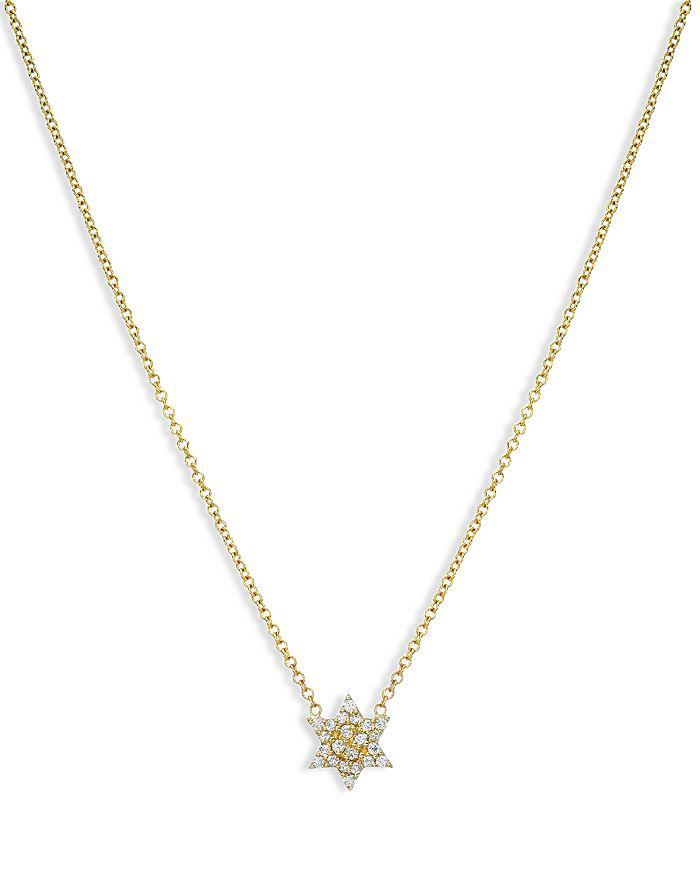 Zoe Lev 14K Yellow Gold Diamond Star of David Pendant Necklace, 16-18"