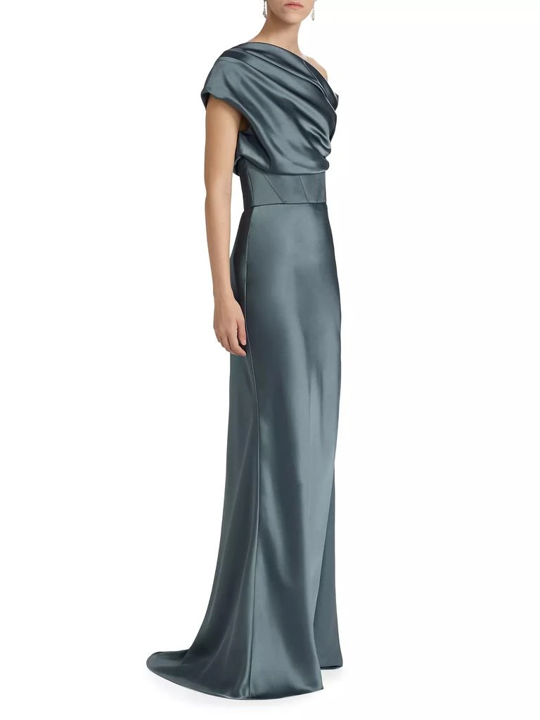 Amsale Satin One-Shoulder Gown 4
