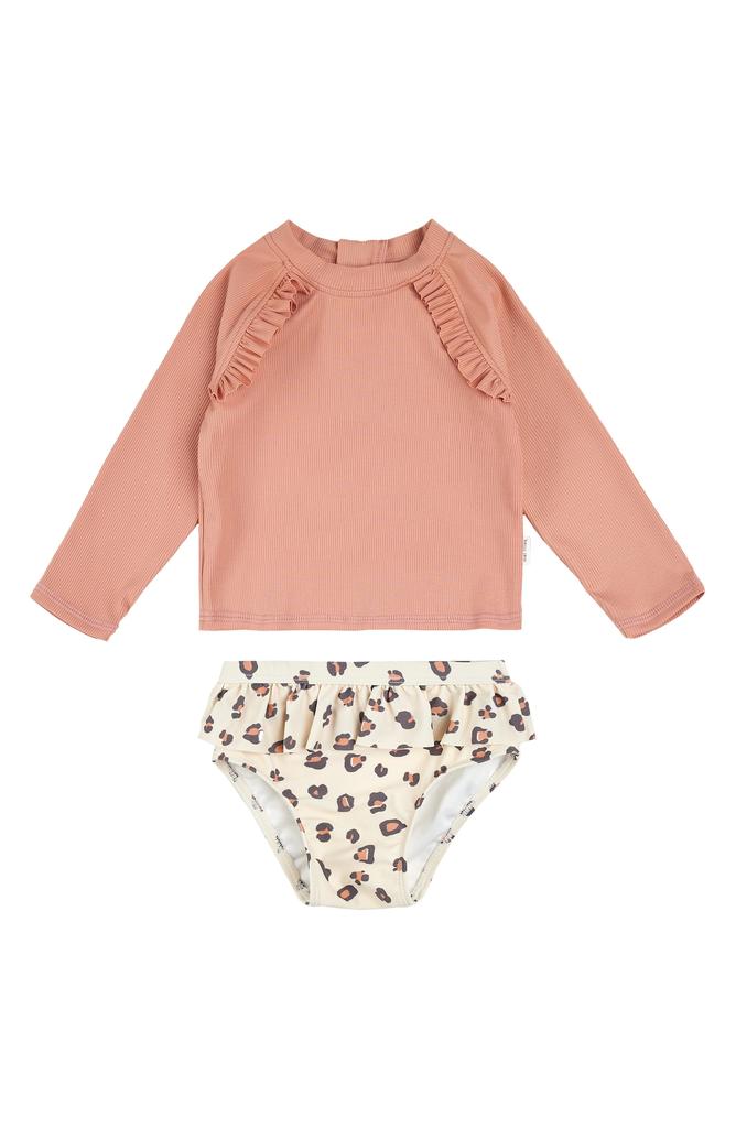 Petit Lem Rib Long Sleeve Two-Piece Rashguard Swimsuit