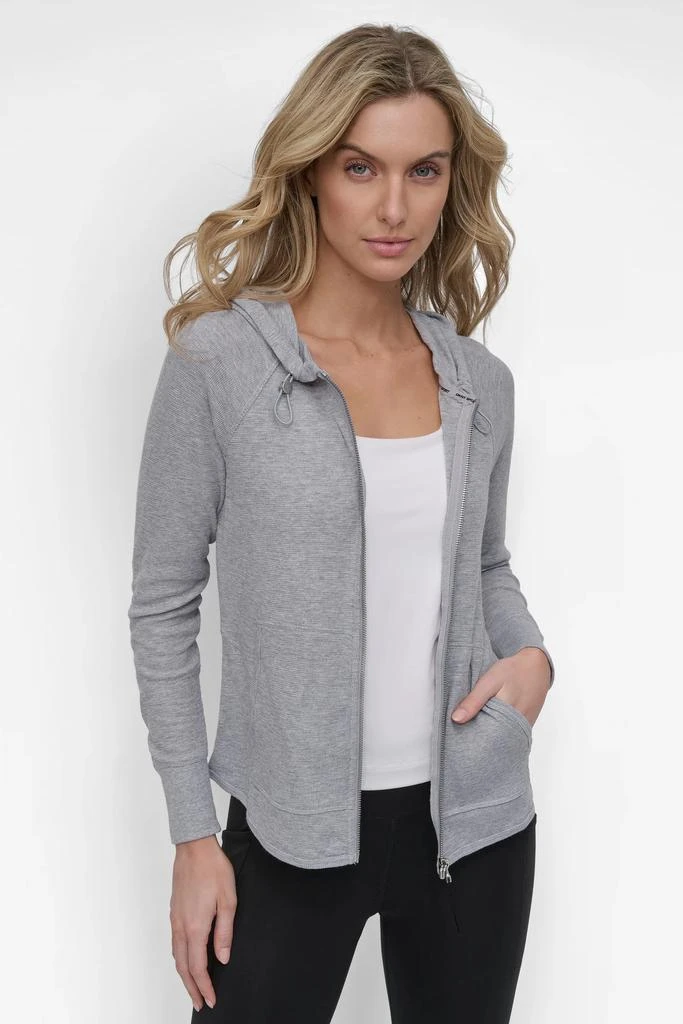 DKNY MINI SLUB WAFFLE FULL ZIP HOODIE 9