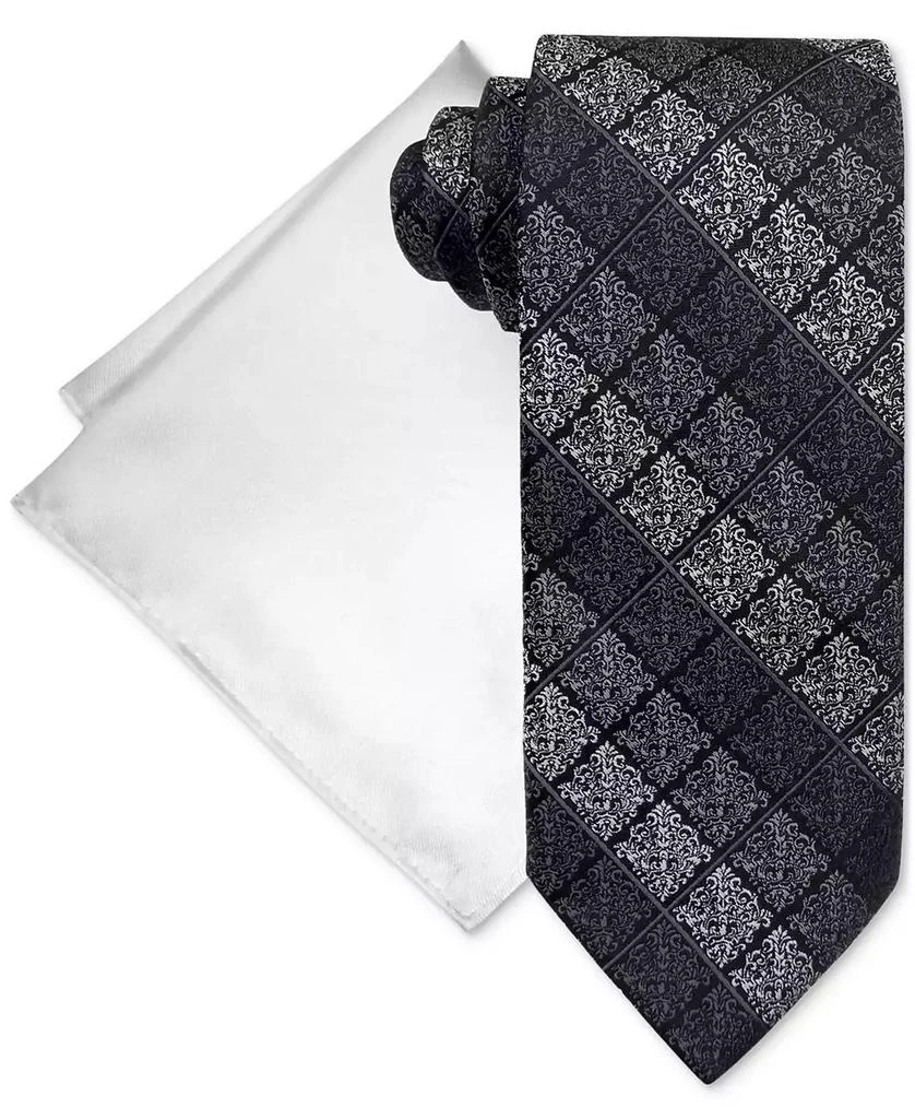 Steve Harvey Men's Stripe Tie & Pocket Square Set 1
