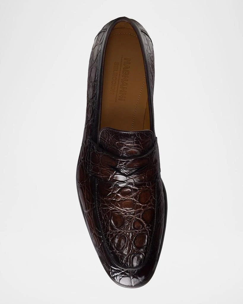 Magnanni Men's Vicente Croc Leather Penny Loafers 4
