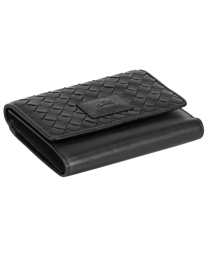 Mancini Leather Goods Women's Basket Weave Collection RFID Secure Mini Clutch Wallet 5