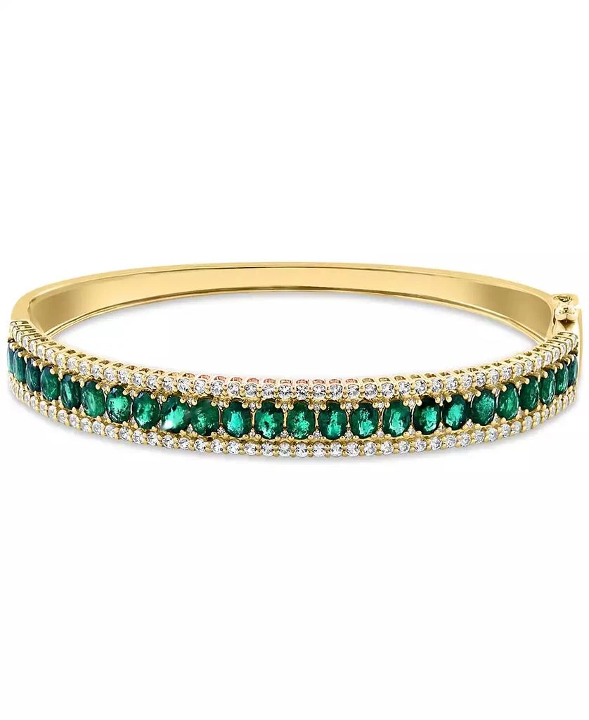 Effy EFFY® Emerald (4-1/2 ct. t.w.), White Sapphire (1-1/3 ct. t.w.) 
Diamond (1/6 ct. t.w.) Bangle Bracelet in 14k Gold