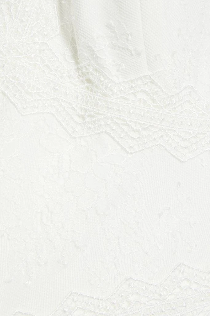 Theia Button-embellished embroidered lace and crepe bridal gown 4