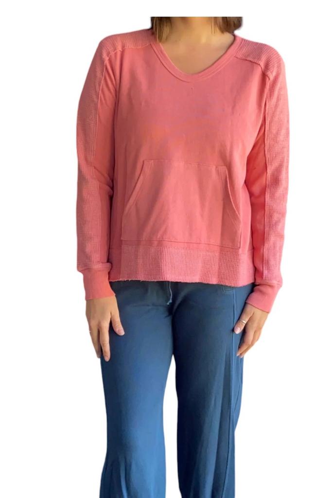 Wilt Thermal Terry Pocket Sweatshirt In Dusty Coral