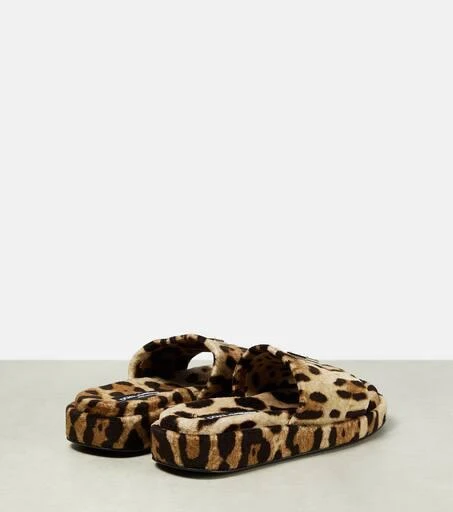Dolce 
Gabbana Logo leopard-print terrycloth slides 3