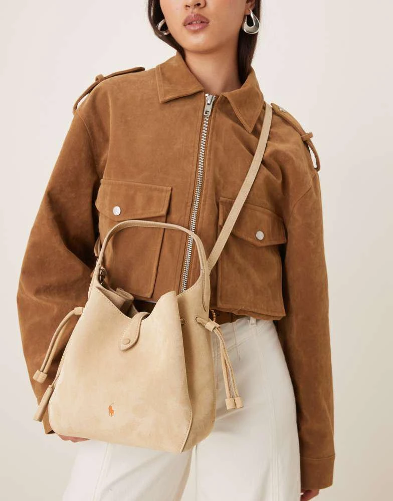 Ralph Lauren Polo Ralph Lauren 100% leather suede crossbody bag in ecru