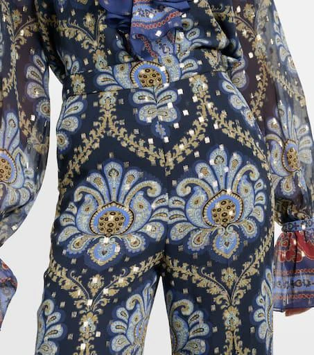 ETRO Paisley silk-blend wide-leg pants 4