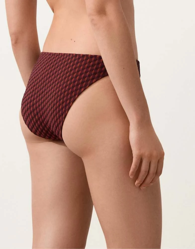 OYSHO OYSHO Geometric jacquard classic bikini briefs in burgundy 4