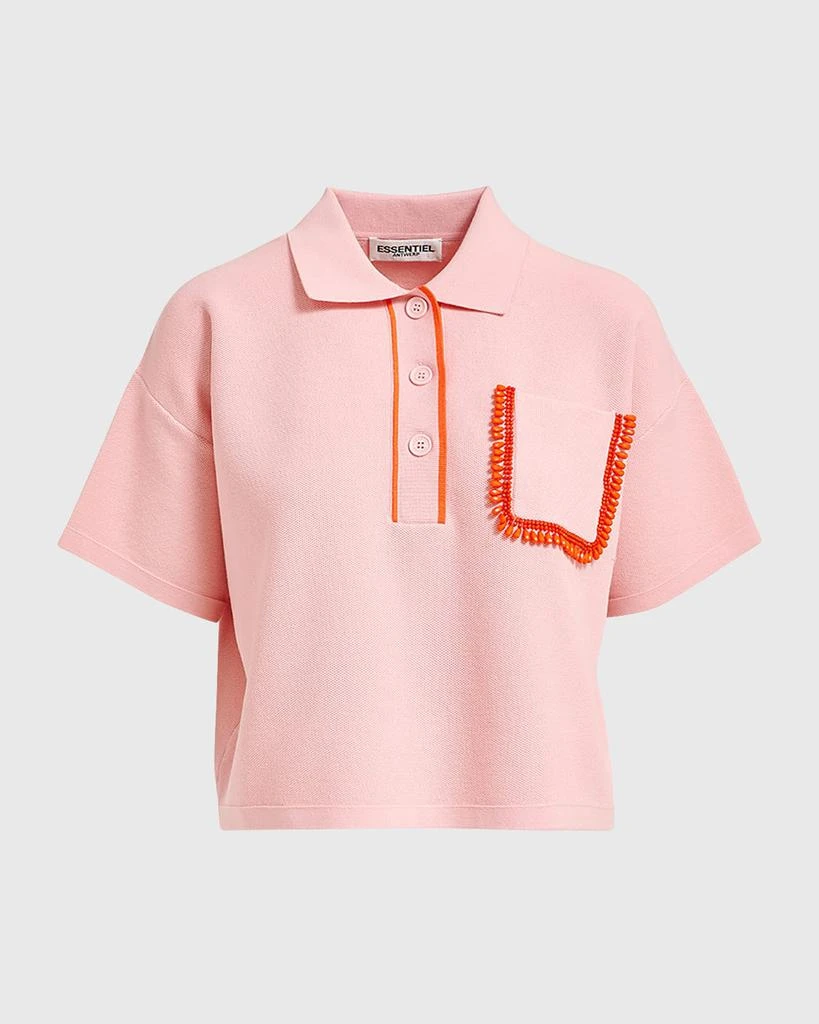 Essentiel Flame Polo Shirt with Beaded Embroidery 2