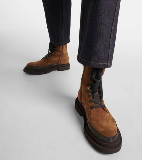 Brunello Cucinelli Monili suede combat boots 7