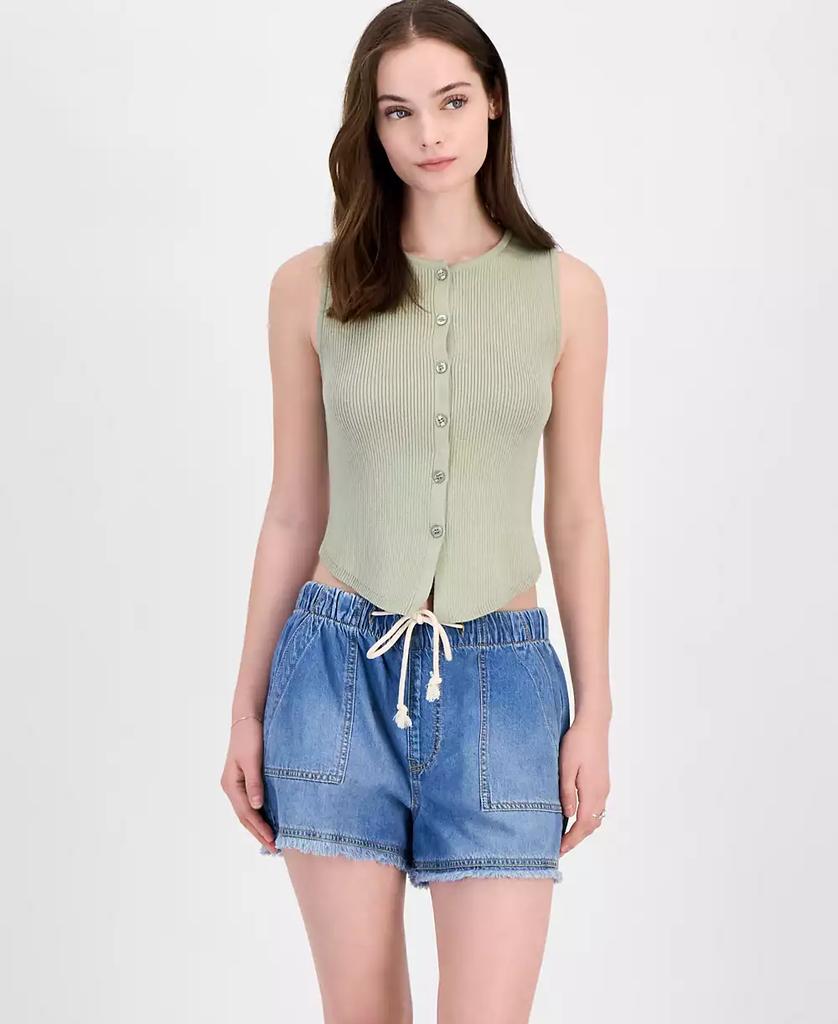 Ultra Flirt Juniors' Button Front Ribbed Sweater Tank