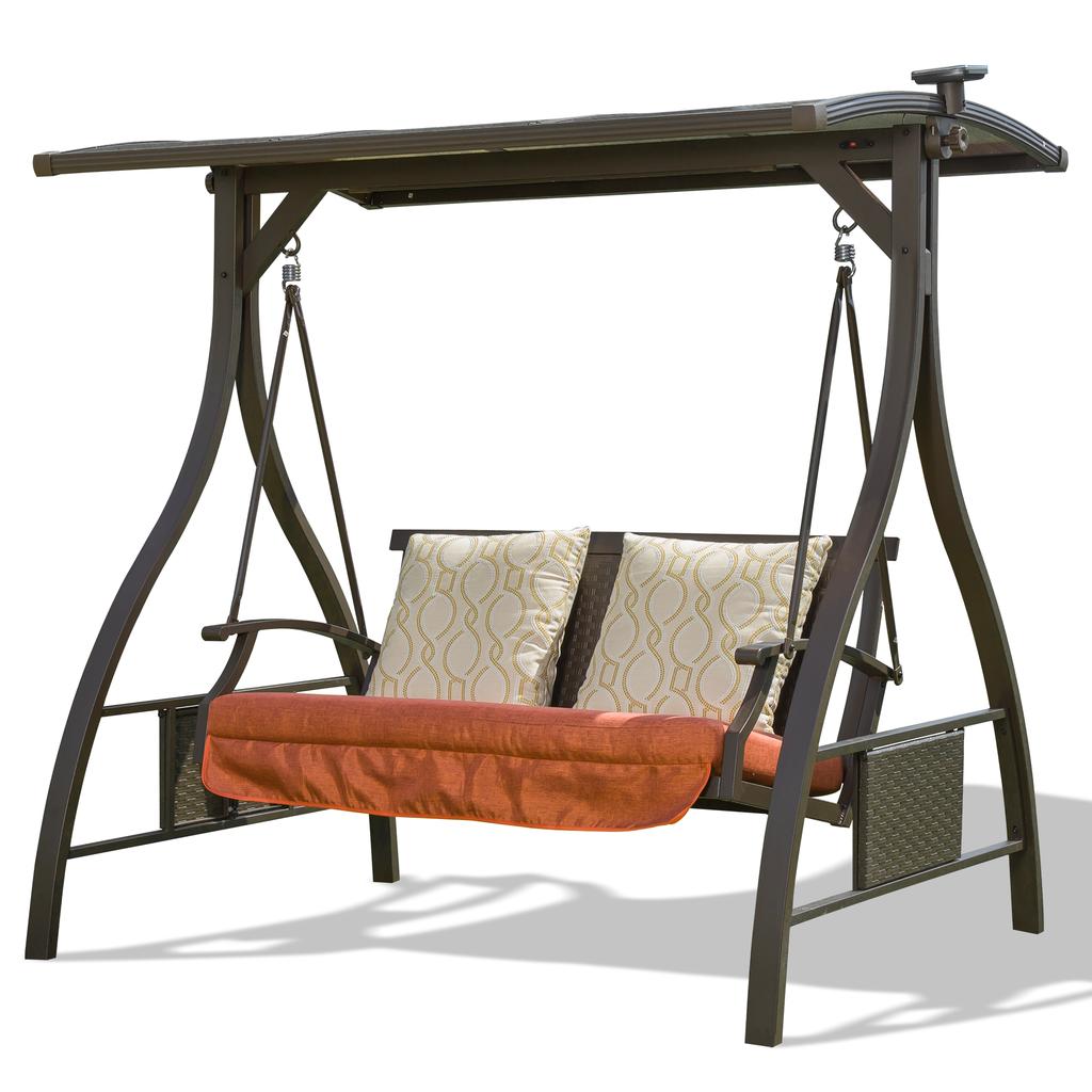 Streamdale Furniture Streamdale Adjustable Canopy Hammock Swing with Solar Light & Cushions