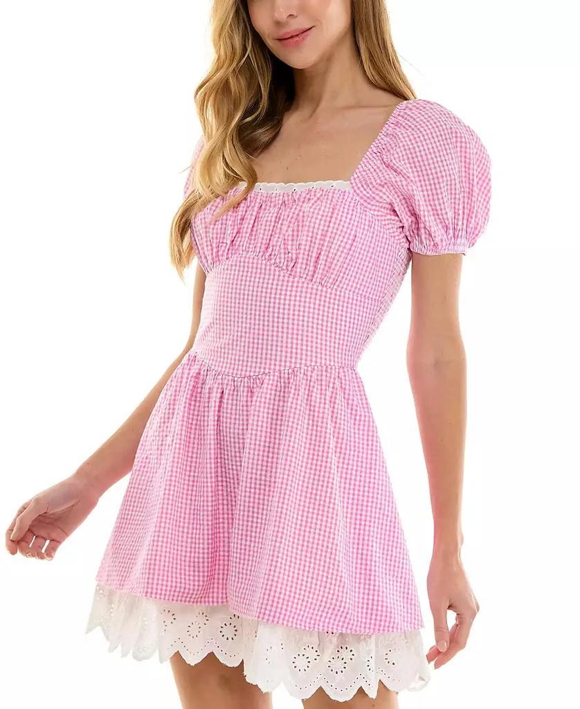 SENI & CADE Juniors' Square-Neck Cotton Gingham Dress 3