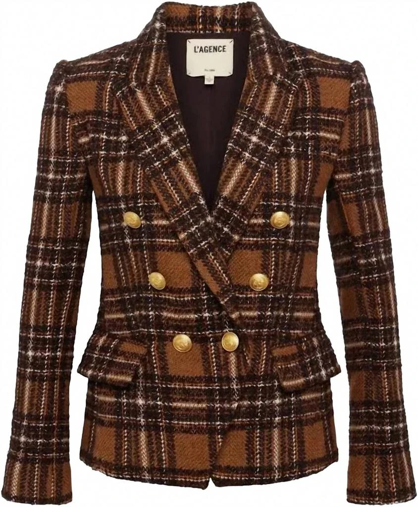 L
Agence Kenzie Plaid Blazer In Brown 2