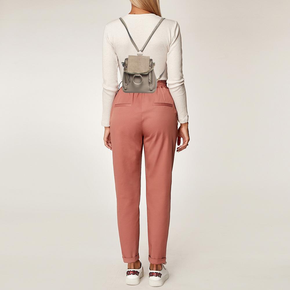 Chloe Chloe Grey Leather and Suede Faye Backpack